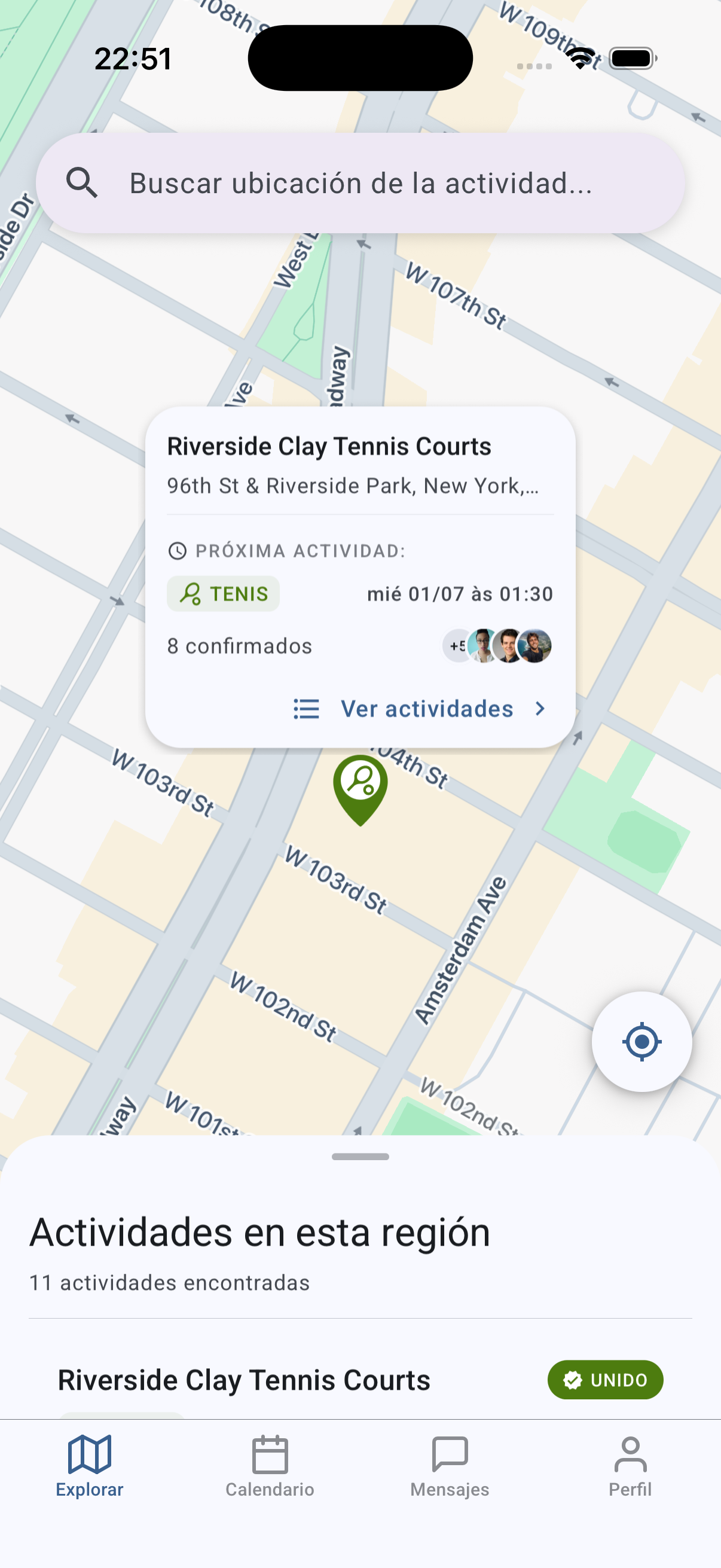 Tela do app: Explora el mapa