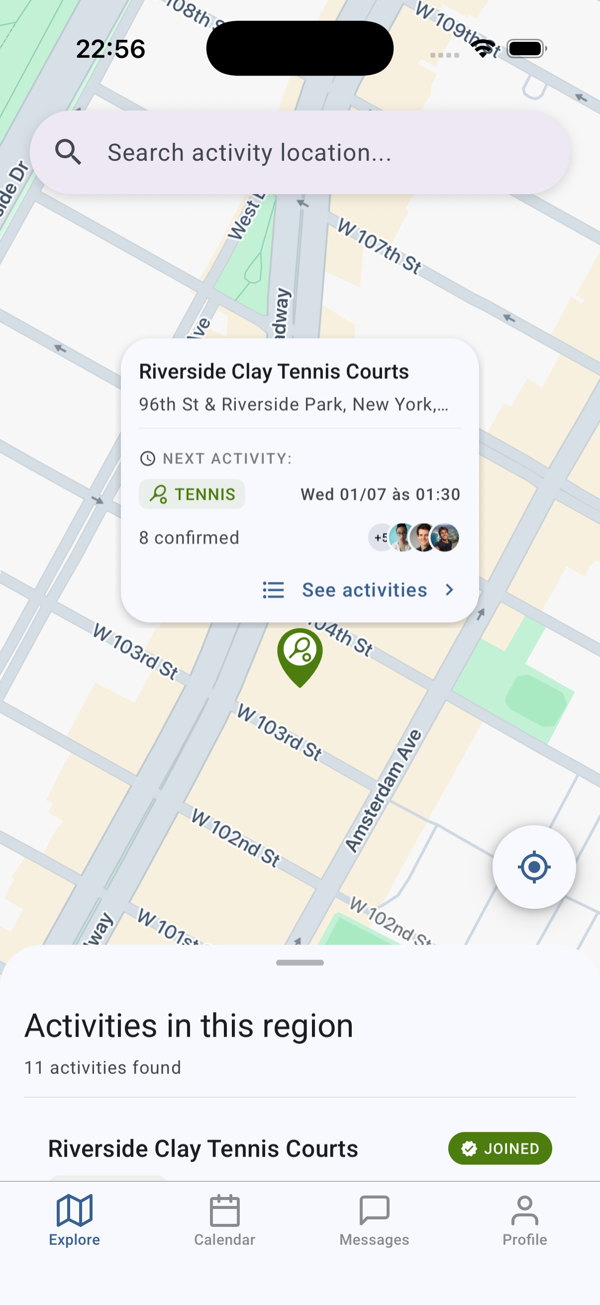 Tela do app: Explore the map