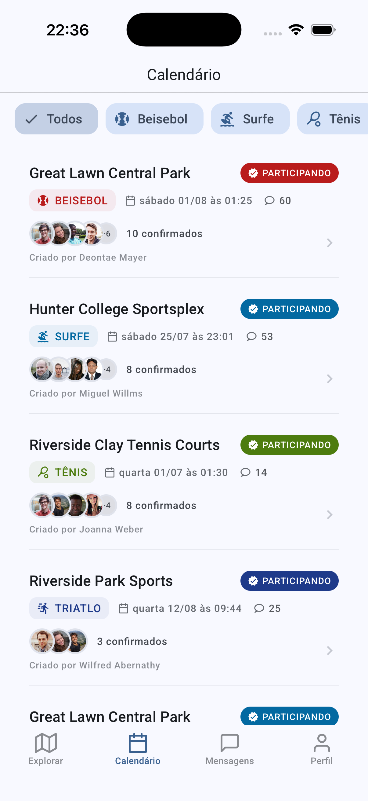 Tela do app: Veja os rolês
