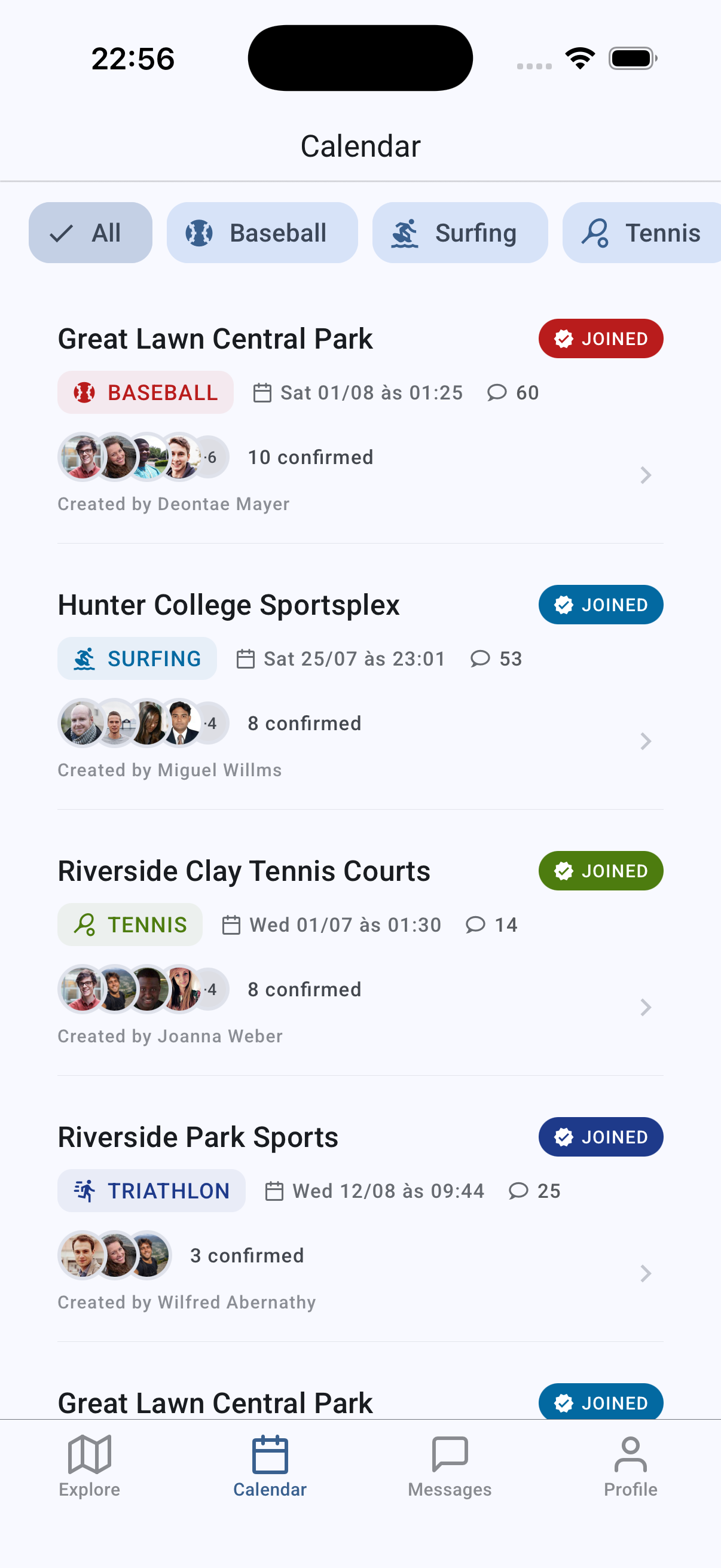 Tela do app: See the matches