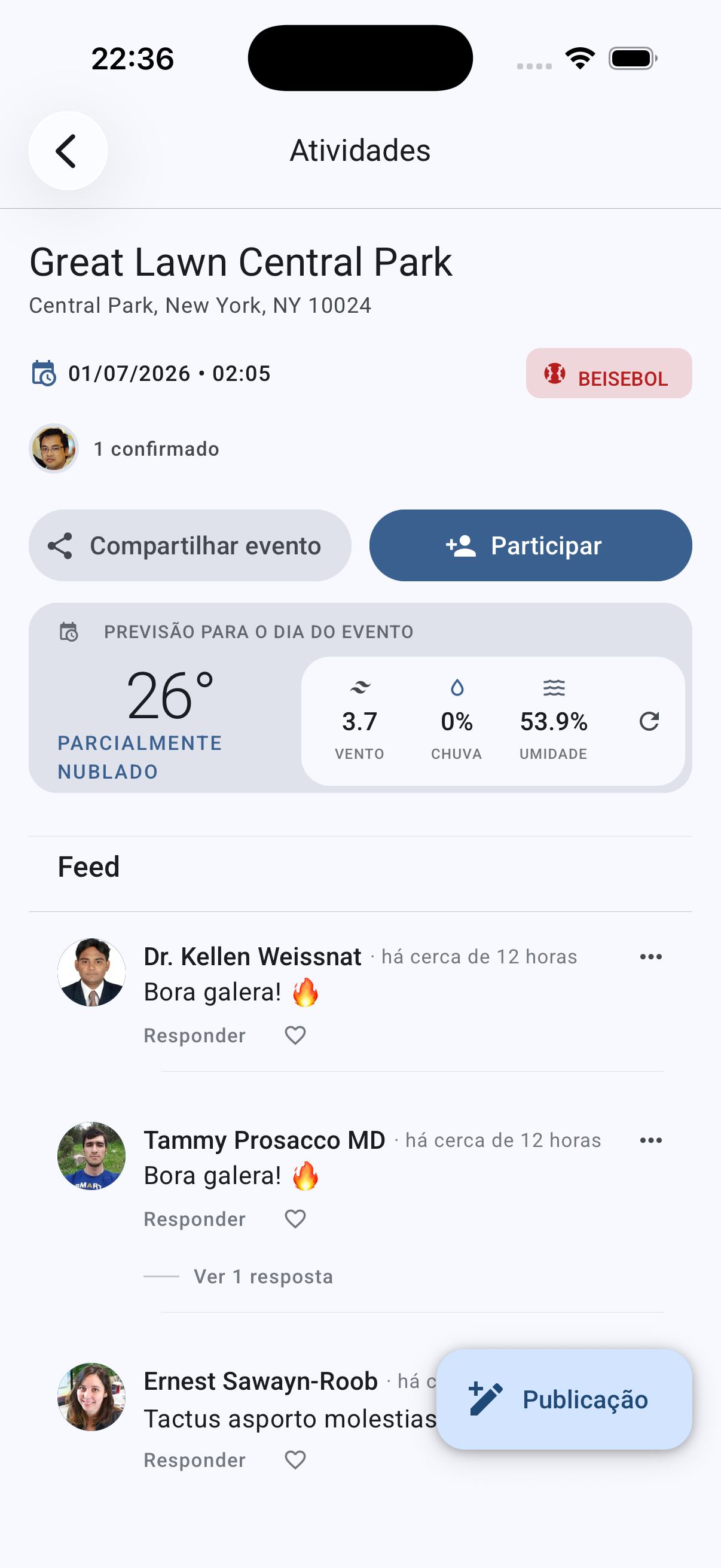 Tela do app: Combine o rolê